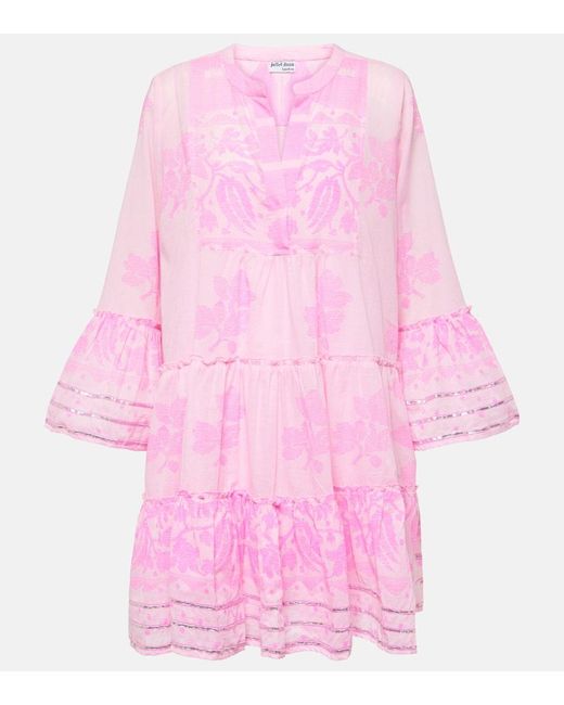 Vestido corto de algodon estampado Juliet Dunn de color Pink