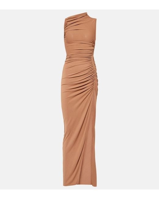 Rick Owens Brown Svita Ruched Jersey Gown