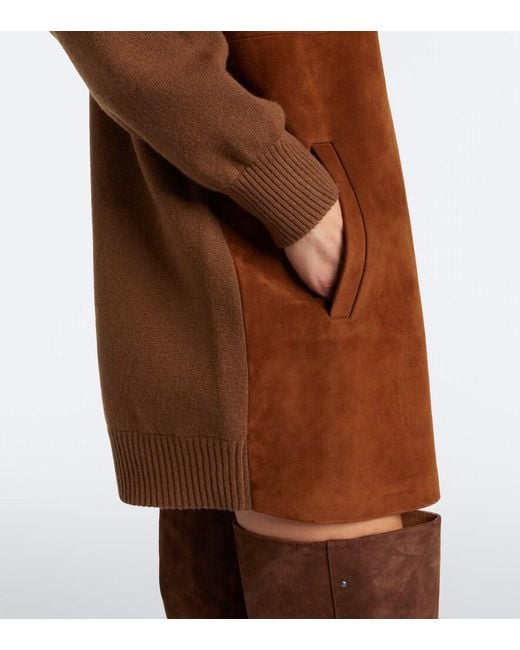 Max Mara Brown Leather-Trimmed Wool And Cashmere Sweater Dress