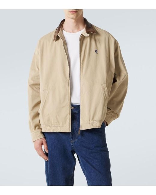 Prada Natural Leather-Trimmed Cotton Blouson Jacket for men