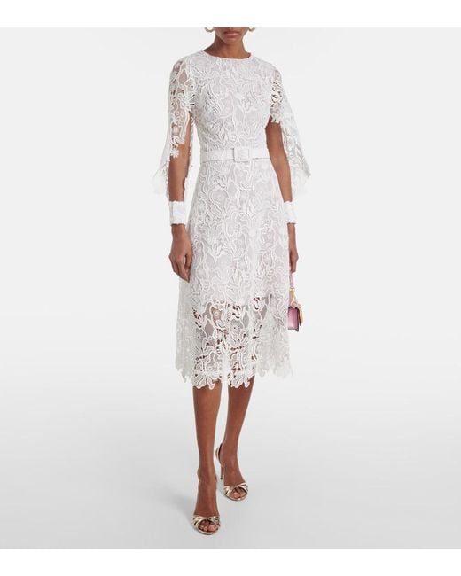 Oscar de la Renta White Floral Lace Cocktail Dress