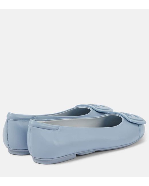 Hogan Blue Leather Ballet Flats