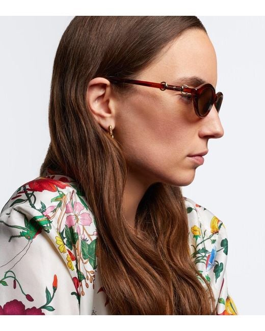 Gucci Brown Horsebit Round Sunglasses