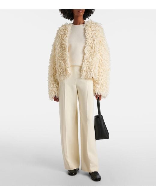 FFORME Natural Van Fringed Wool-Blend Jacket
