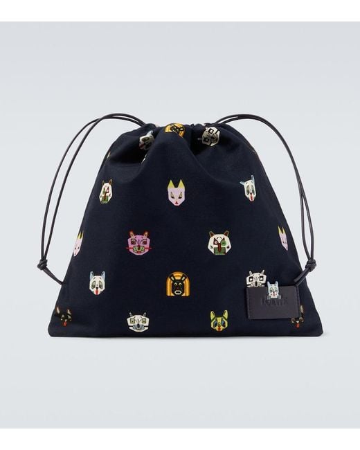 Loewe Blue X Louis Wain Leather-Trimmed Cotton Pouch for men