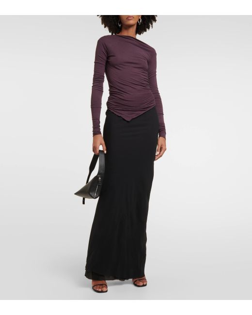 Rick Owens Brown Lilies Draped Jersey Top