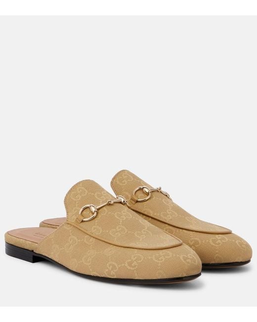 Mules Princetown Horsebit di Gucci in Natural