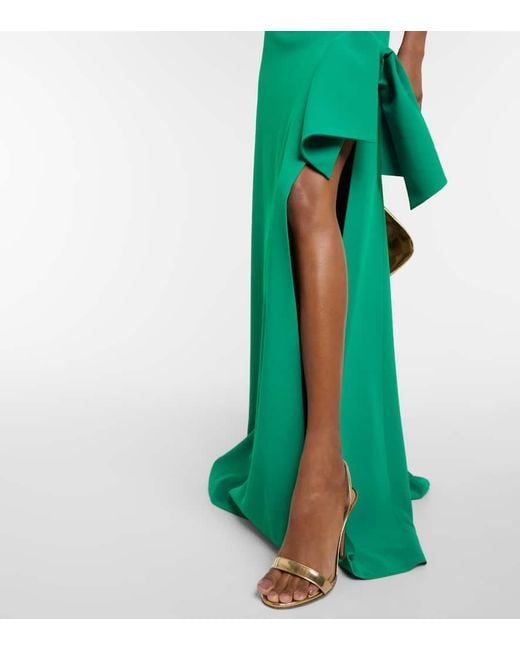 Vestido de fiesta drapeado de un hombro Elie Saab de color Green