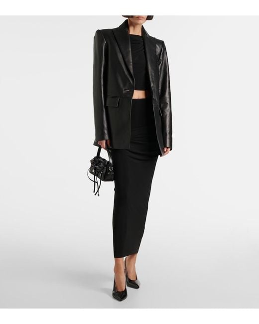 Alex Perry Black Oversized Leather Blazer