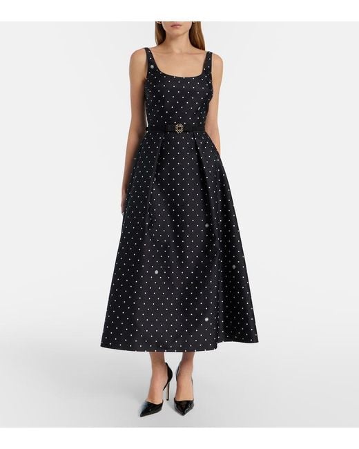 Elie Saab Black Polka-Dot Midi Dress