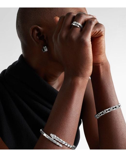 BVLGARI White Ring Serpenti Viper Aus 18Kt Weissgold Mit Diamanten