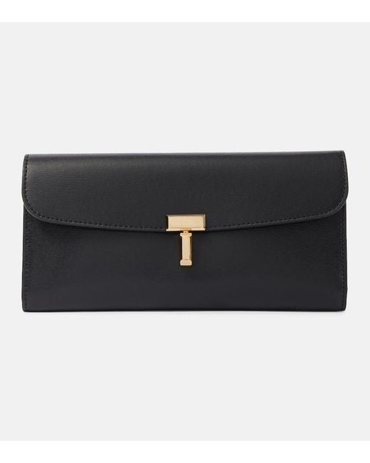Totême  Black T-Lock Leather Wallet