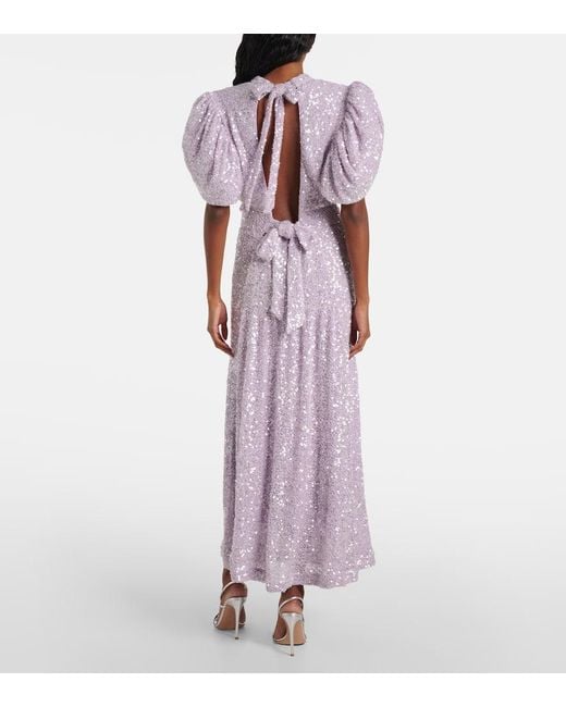 ROTATE BIRGER CHRISTENSEN Purple Sequined Open-Back Maxi Dress