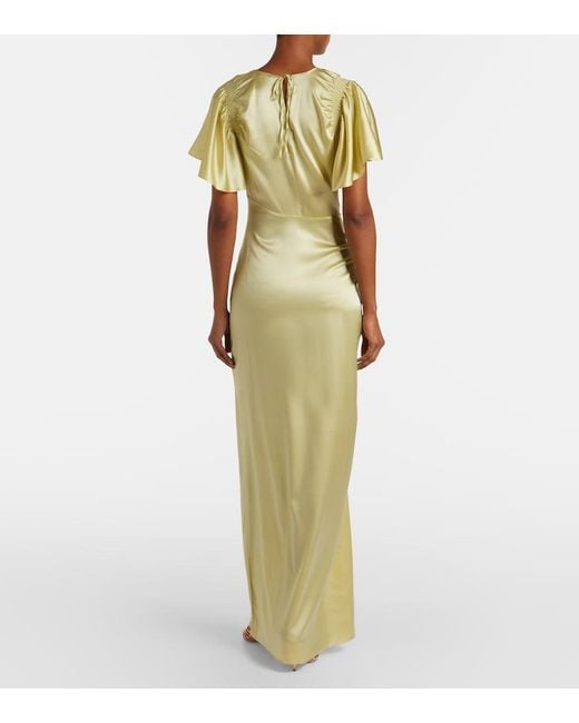 Veronica Beard Metallic Huntleigh Ruched Silk-Blend Satin Gown