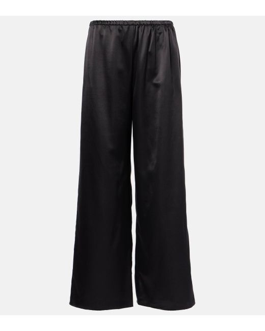 Asceno Black Austin Silk And Wool Wide-leg Pants