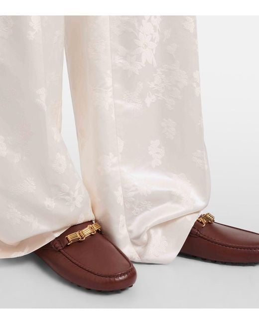 Tod's Brown Chain-Detail Leather Mules