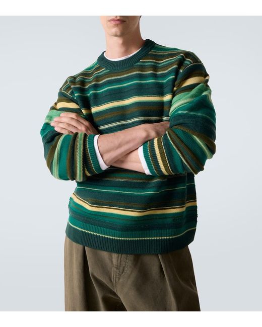 J.W. Anderson Green Striped Wool Sweater for men