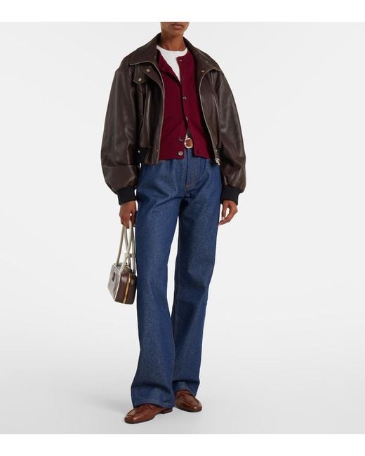 AMI Blue Mid-Rise Straight Jeans