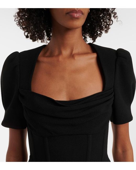 Rebecca Vallance Black Elora Balloon-Sleeve Midi Dress