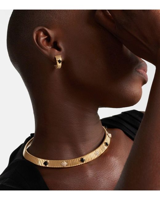 BVLGARI Metallic Tubogas 18Kt Earrings With Onyx