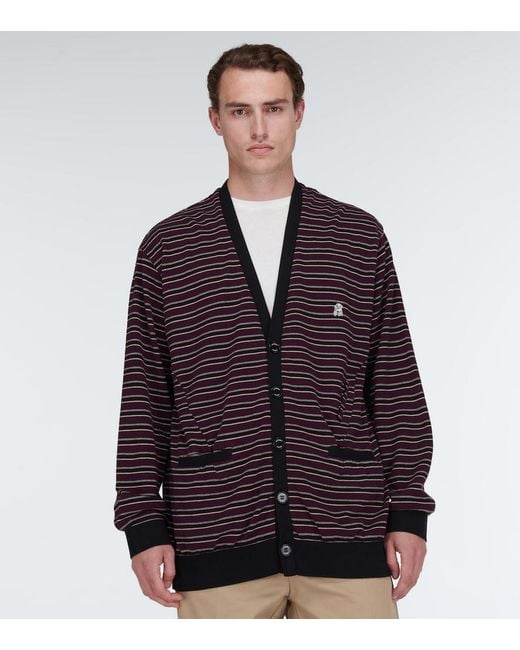 Undercover Blue Striped Cotton Cardigan for men