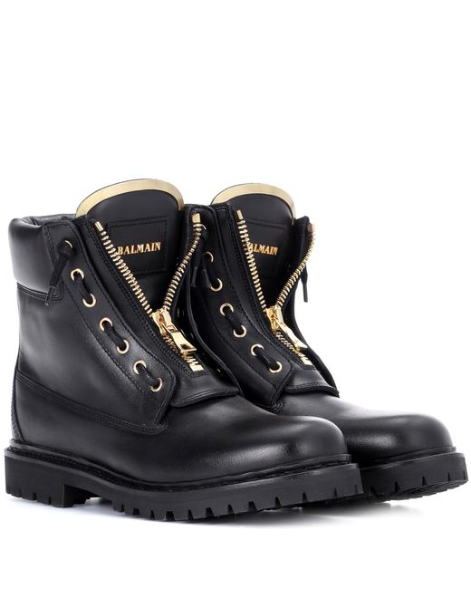 Balmain Black Taiga Leather Boots
