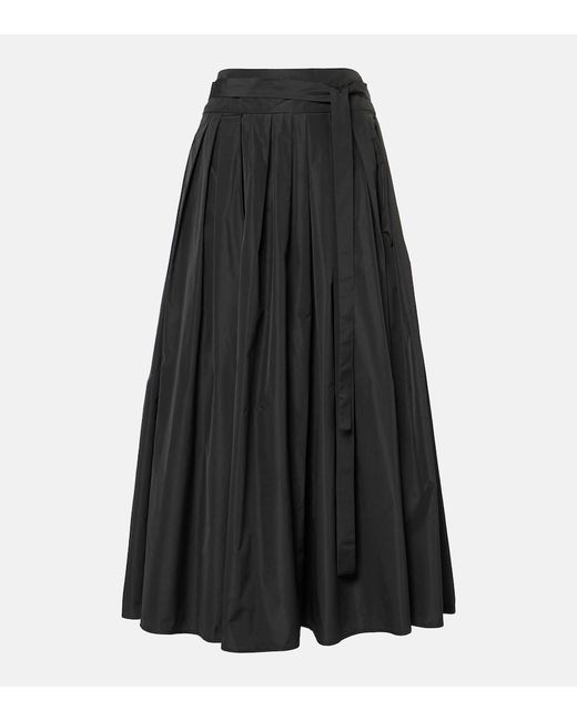 Max Mara Black Gea Pleated Taffeta Maxi Skirt