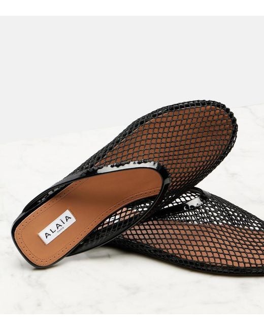 Alaïa Black Fishnet Mules