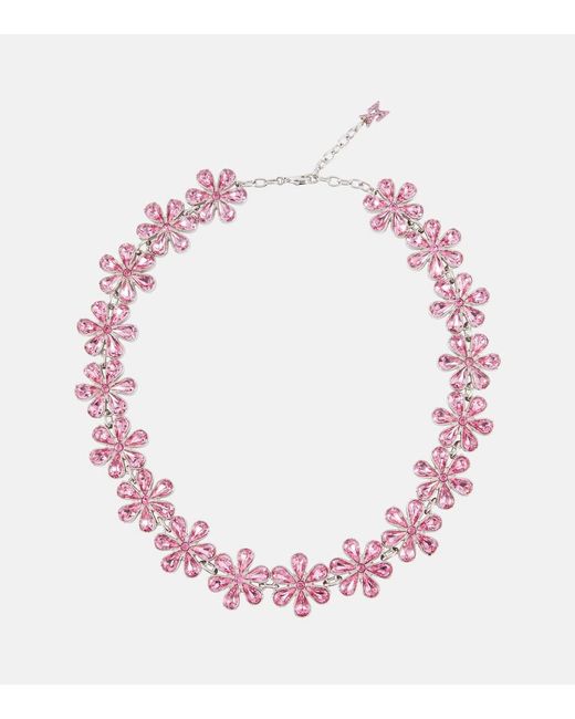 AMINA MUADDI Pink Crystal-Embellished Choker