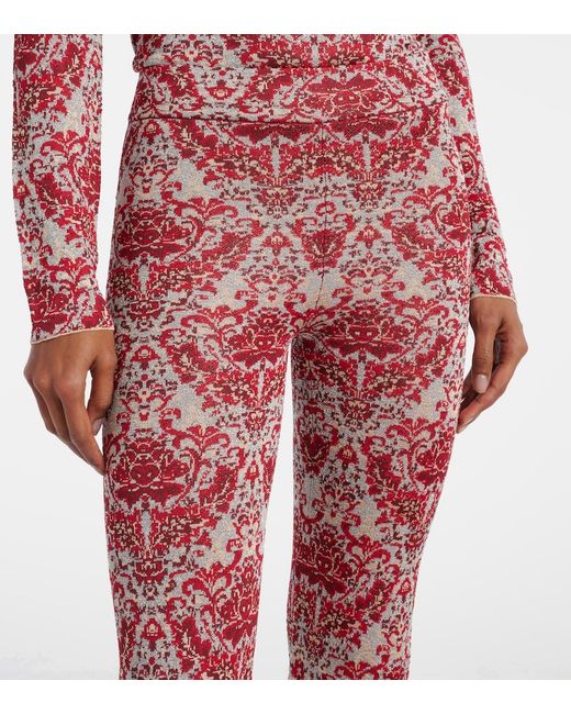 Rabanne Red Paisley Straight Pants