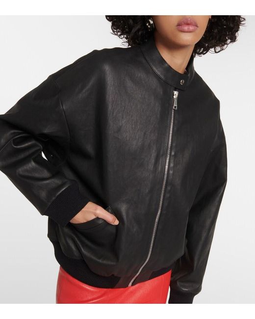 Stouls Black Pharrell Leather Bomber Jacket