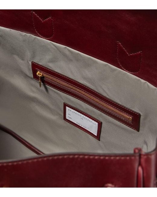 Brunello Cucinelli Red Leather Duffel Bag for men