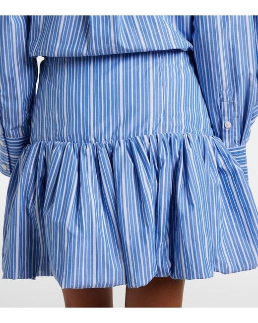 Ganni Blue Striped Cotton Poplin Miniskirt