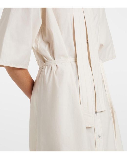 Lemaire White Tie-Neck Cotton And Silk Shirt Dress