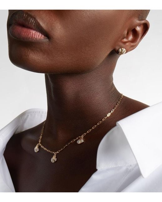 Mateo Metallic 3 Petite Venus Shell 14Kt Necklace With Diamonds