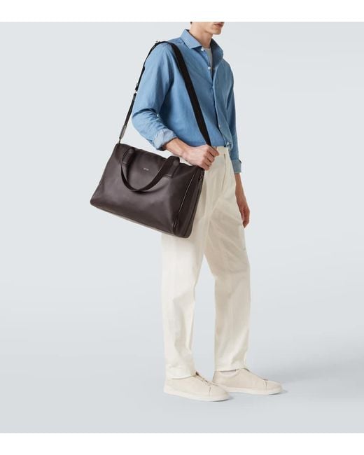 Sac De Voyage En Cuir Zegna pour homme en coloris Brown