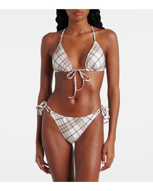 Burberry Natural Bikini-Oberteil Check