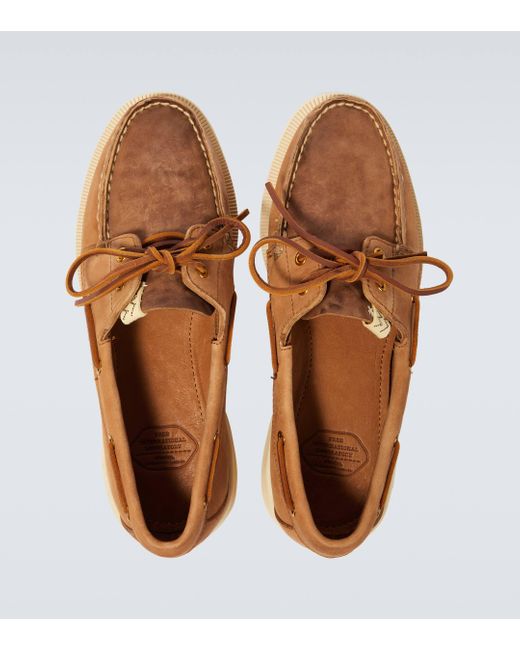 Visvim Brown Americana Ii Eye-folk Leather Boat Shoes for men