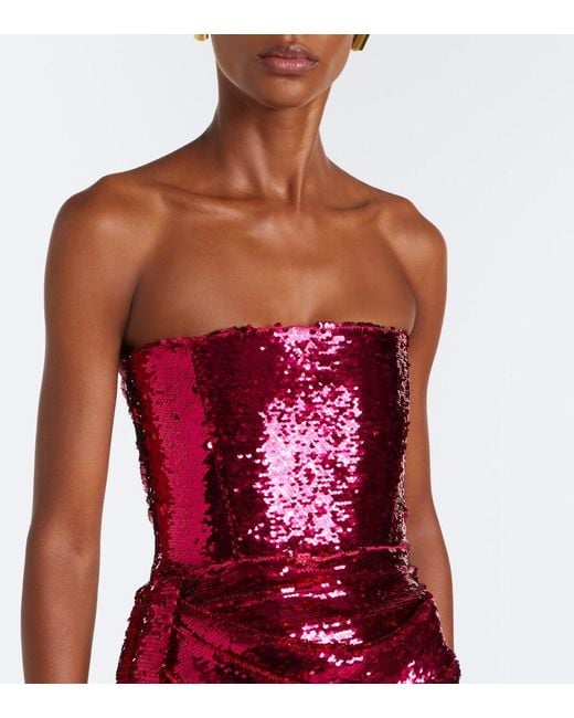 Alex Perry Red Sequined Bustier Dress