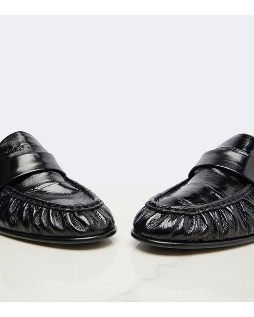 The Row Black Soft Leather Loafers