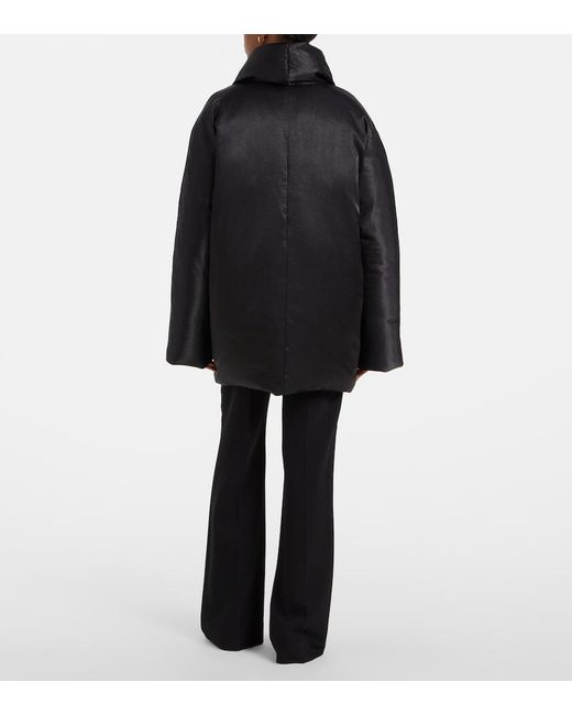 Totême Black Satin Puffer Jacket