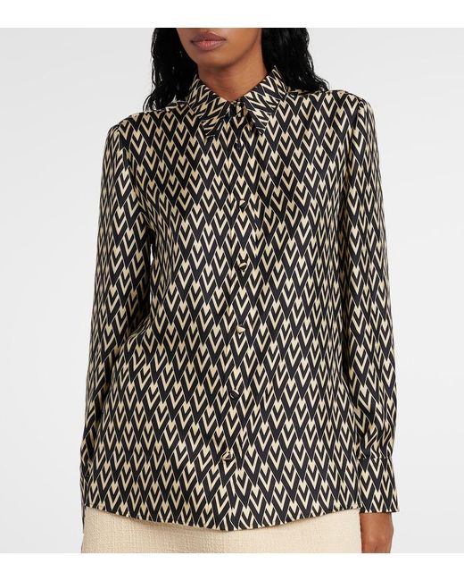 Valentino Black Toute La V Silk Twill Shirt