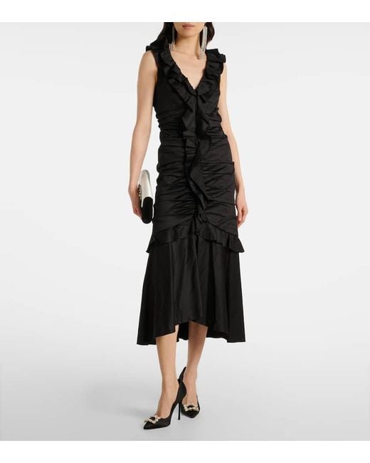 Carolina Herrera Black Midikleid Aus Einem Baumwollgemisch