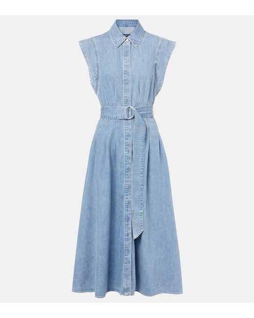 Vestido Midi Fuller De Denim Veronica Beard de color Blue