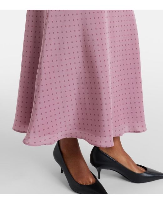 Alessandra Rich Pink Polka-Dot Silk Midi Dress