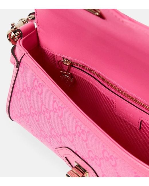 Gucci Pink GG Small Leather-trimmed Crossbody Bag
