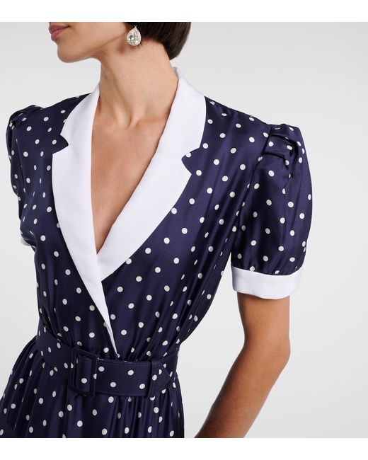 Rodarte Blue Midikleid Aus Seiden-Twill