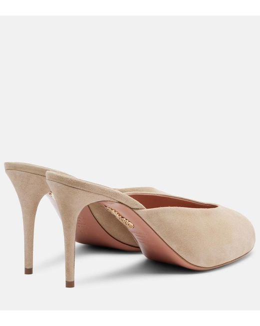 Aquazzura Brown Secret 85 Suede Mules