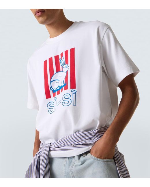 Bottega Veneta White Printed Cotton Jersey T-Shirt for men