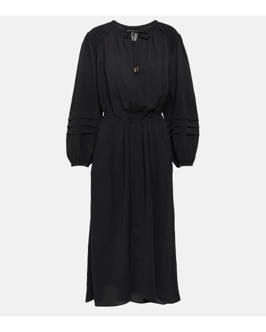 Isabel Marant Black Lydie Ruched Crepe Midi Dress